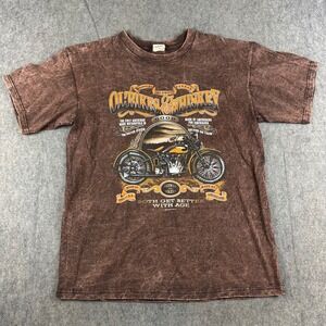 Anvil Old Bikes & Whiskey Graphic Tee Shirt Motorcycle Bike Oxford Alabama Large